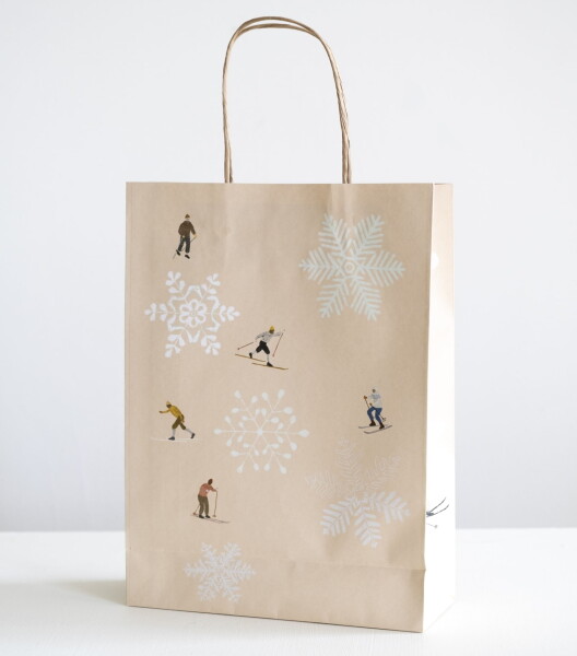 Fine Little Day Dárková taška Skiers Beige, béžová barva, papír