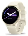 Garmin vívoactive 6 42mm zlatá, bílý řemínek / Chytré hodinky / 1.2" AMOLED / GPS / Wi-Fi / NFC / 5 ATM (010-02985-01)
