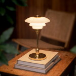 Louis Poulsen Přenosná lampa PH 1/1 Portable Brass, zlatá barva, sklo, kov