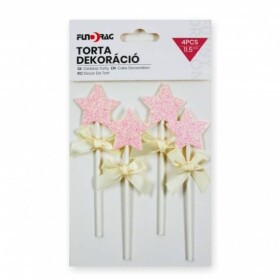 Dortisimo Zápich do dortu Hvězdičky růžové s mašličkami (4 ks)