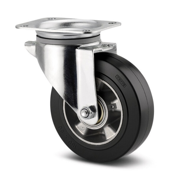 Tente Hliníkové kolečko s černou gumovou obručí 125 mm, otočné 1739