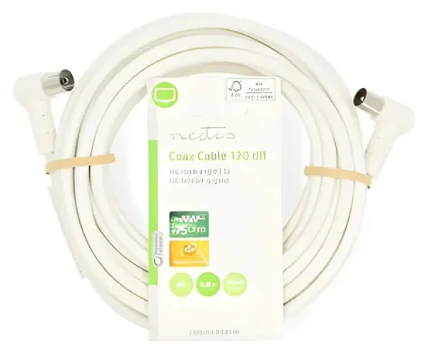 Nedis Koaxiální kabel bílá / Anténní kabel / 120 dB / 75 Ohm / 4x stínění / 5 m (CSGL40120WT50)