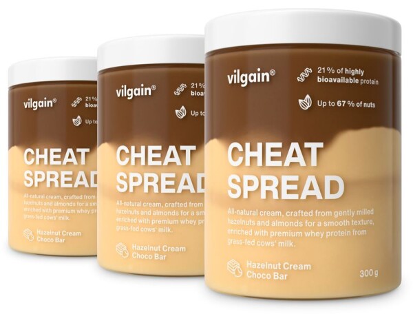 Vilgain Cheat Spread – 3× Lískooříškový krém s čokoládou 300 g