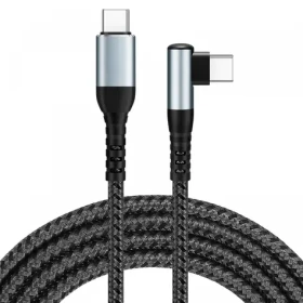 Kabel USB-C IKUTC 90° černá / Datový kabel / USB-C (M) - USB-C (M) / PD 100W / 2 m / opletený (IKUTC100)