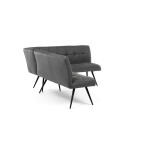 Lavice rohová, šedá látka v dekoru broušené kůže, černý kov