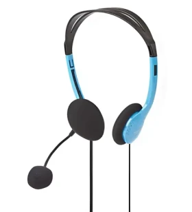 Nedis PC sluchátka modrá / Sluchátka / Stereo / Na uši / 2x jack 3.5 mm / Skládací mikrofon (CHST100BU)