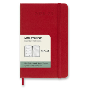 18měsíční diář Moleskine 2025-26 - tvrdé desky, S týdenní - červený
