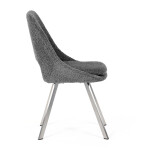 Židle jídelní, šedá látka, kovové nohy, broušená nerez.