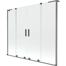 MEXEN/S - Velar L Duo dvoukřídlá posuvná vanová zástěna 200 x 150, transparent, grafit kartáčovaná 896-200-003-02-66