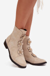 Zateplené dámské kotníkové boty na nízkém podpatku s ozdobnými květinami zlaté Pravienne 40