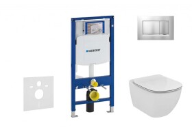 GEBERIT - Duofix Modul pro závěsné WC s tlačítkem Sigma30, matný chrom/chrom + Ideal Standard Tesi - WC a sedátko, Aquablade, SoftClose 111.300.00.5 NU7