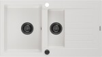 MEXEN/S - Matias granitový dřez 1.5 s odkapávačem 900x505 mm,bílá,+ černý sifon 6502901505-20-B