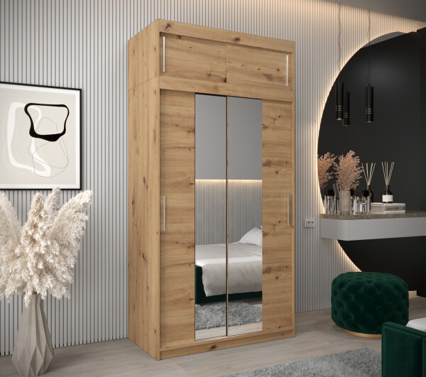 Šatní skříň Abi T1 s nástavcem Barva korpusu: Dub artisan, Rozměry: 120 cm, Dveře: Dub artisan