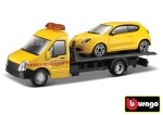 Auto/kamion Bburago odtahovka + auto 1:43 kov/plast 21cm 6 barev v krabičce 22x9x6,5cm