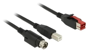 DeLock PoweredUSB 24 V černý / Kabel / USB-B + Hosiden Mini-DIN 3-pin / USB 2.0 / 3 m (85489)