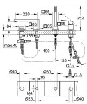 GROHE - Eurocube Vanová baterie na okraj vany, 4-otvorová instalace, chrom 19897001