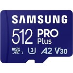 SAMSUNG Micro SDXC PRO Plus 512GB + SD adaptér / UHS-1 / Class 10 / U3 / Čtení: 180MBps / Zápis: 130MBps (MB-MD512SA/EU)