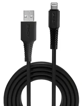 Lindy černá / Kabel / USB-A na Lightning / 1 m / MFi (31320)