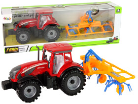 Mamido Traktor s třecím pohonem a se shrnovačem sena červený