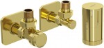 MEXEN/S - G05 úhlová termostatická souprava pro radiátor + krycí rozeta S, zlatá W901-958-909-50