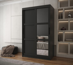 Šatní skříň Abi Miror 3 Barva korpusu: Černá, Rozměry: 120 cm, Dveře: Černá