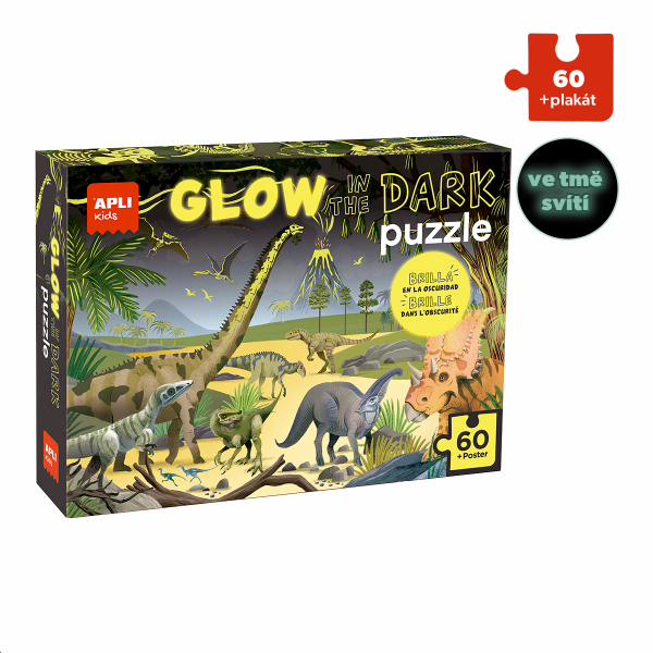 APLI puzzle svítící ve tmě - Dinosauři, 60 ks, 4+