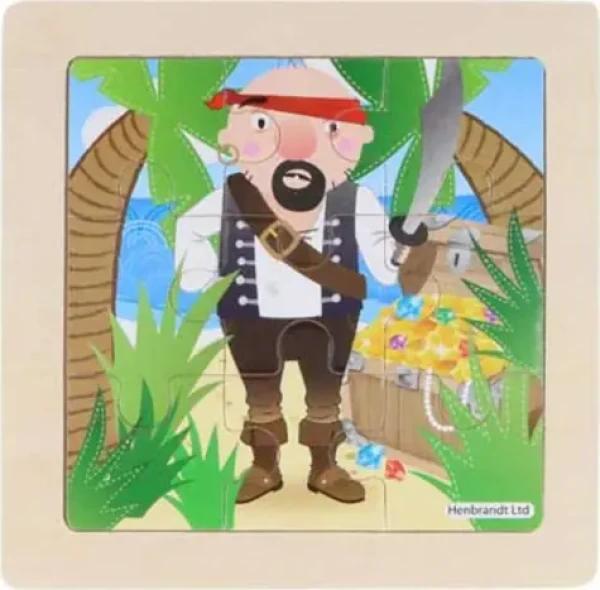 Dřevěné puzzle Pirát 9 dílků