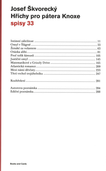 Hříchy pro pátera Knoxe (spisy - svazek 33) - Josef Škvorecký