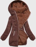 Hnědá dámská oboustranná bunda (H1038-79) odstíny hnědé L (40)