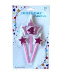 Dortisimo Svíčky koruna růžová s číslem 4 a hvězdičky růžové