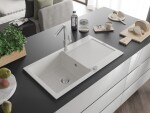 MEXEN/S - Leo granitový dřez 1 s odkapávačem včetně baterie Flora, bílá 6501-20-670401-00