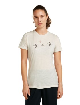 Dámské merino triko s krátkým rukávem ICEBREAKER Wmns 150 Tech Lite SS Tee Bird Transit, Ecru Hthr velikost: XL