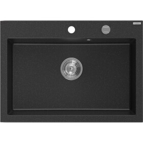 MEXEN - Elix granitový dřez 1-miska 700 x 500 mm, černá/stříbrná metalik, sifon chrom 6526701005-73