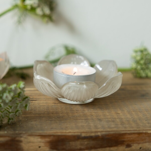 Storefactory Skleněný svícen na čajovou svíčku Visingsö Greige 9 cm, béžová barva, sklo