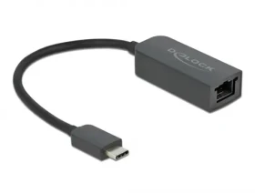 Delock Adaptér USB Type-C (M) - 2.5 Gigabit LAN kompaktní 0.16m černá (66645)