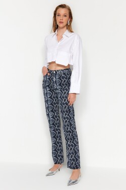 Trendyol Vícebarevné tištěné vysoké pasy dlouhé rovné džíny