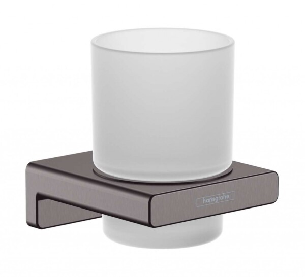 HANSGROHE - AddStoris Sklenka na kartáčky a pastu s držákem, matné sklo/kartáčovaný černý chrom 41749340