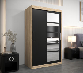 Šatní skříň Abi Ro1 Barva korpusu: Dub Sonoma, Rozměry: 120 cm, Dveře: Černá