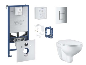 GROHE - Rapid SLX Set předstěnové instalace, klozetu, sedátka SoftClose, tlačítka Skate Cosmopolitan a sady pro vhazování tablet, chrom SANI11BB2125