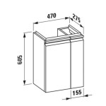 Laufen - Pro S Umyvadlová skříňka s dvířky a boční policí vpravo, 47x28x61 cm, wenge H4830010954231