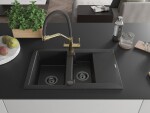 MEXEN/S - Gaspar granitový dřez 1.5 s odkapávačem včetně baterie Duo, černá/stříbrná 6507-73-671701-57-B
