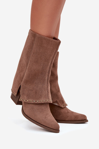 Dámské kozačky s vyvýšenou manžetou Vinceza 16516 – béžové Velikost: 39