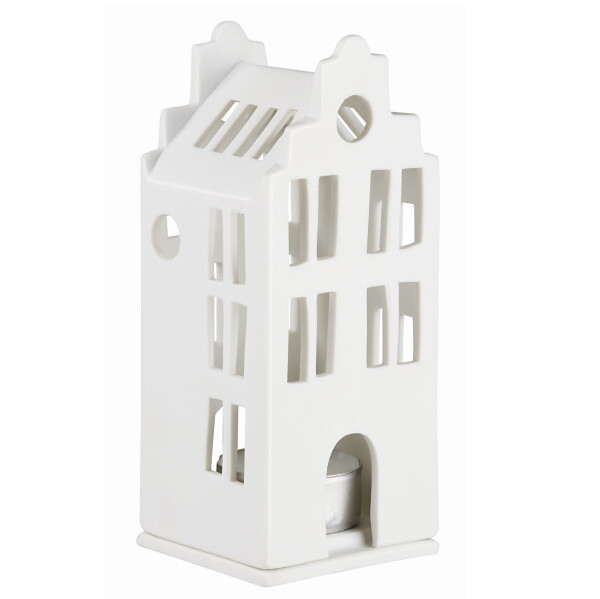 Räder Porcelánový svícen domeček Townhouse 13,5 cm, bílá barva, porcelán