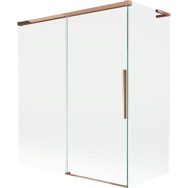 MEXEN/S - Rox L vanová zástěna 2-křídlová posuvná 140 + 70 x 150, transparent, růžové zlato 8C9L-140-070-60-00