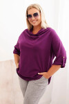 Dámská blůza Plus Size s bavlnou volného střihu s vodním výstřihem tmavě fialová UNI
