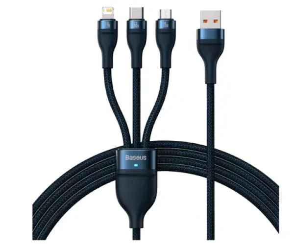 Baseus CASS040003 Kabel USB-A (M) - Micro USB 18W (M) Lightning (M) USB-C 66W (M) 1.2 m modrá (CASS040003)
