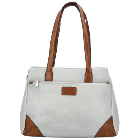 Trendy dámská koženková kabelka na rameno Remiga, světle šedá
