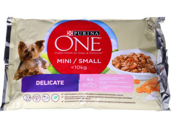 Purina ONE Mini Delicate s lososem rýží a mrkví v omáčce 4 x 100 g