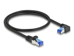 Delock černá / Síťový kabel RJ45 / Cat.6a S/FTP / 0,5 m / pravoúhlý konektor / LSZH (80221)