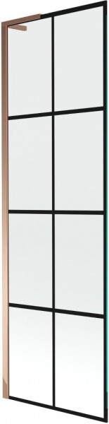 MEXEN/S - Next L vanová zástěna FIX 60 x 150, černá vzor, růžové zlato 895-060-000-03-77-60